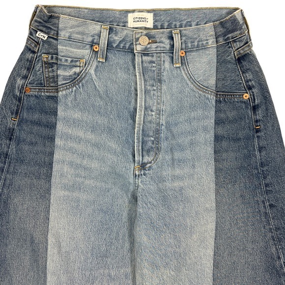 Citizens of Humanity Pieced Horseshoe Wide Leg Jeans Sz 26" Barrel Fracture Wash - Picture 6 of 15